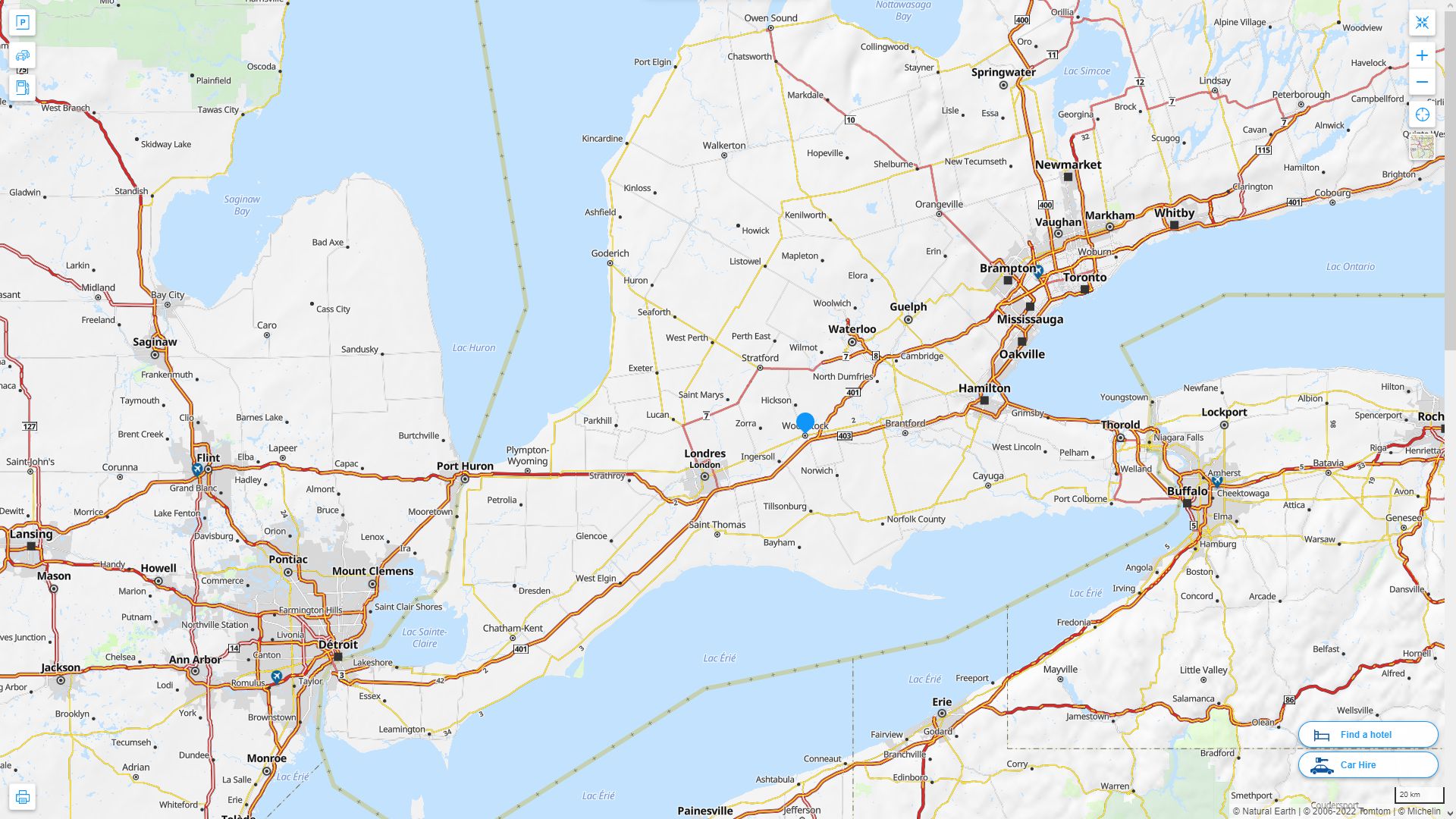 Woodstock Canada Autoroute et carte routiere